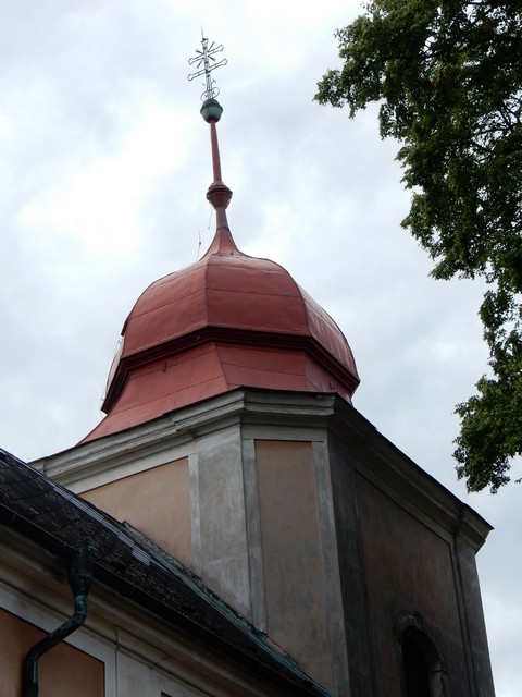 Nátěr kostelní věže Rohovládova Bělá